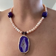 Purple agate slice Pendant Necklace