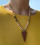 Goldstone Triangle with Yellow-Gold Necklace