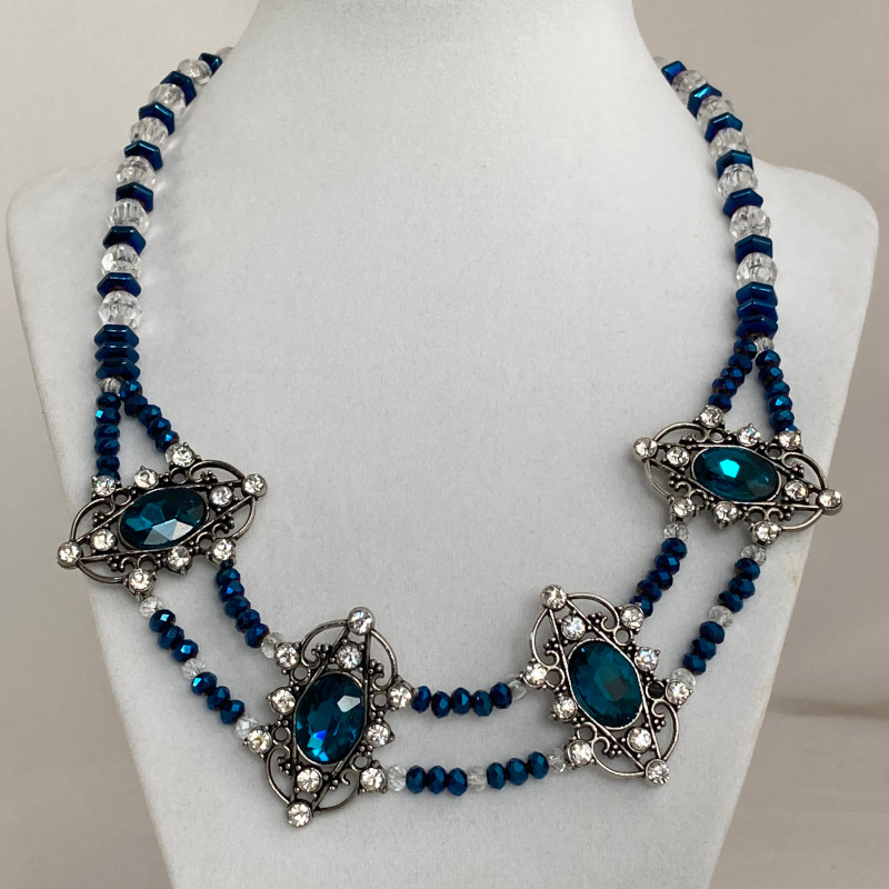 Blue and Clear glass Necklace - Gala Z Art Necklaces