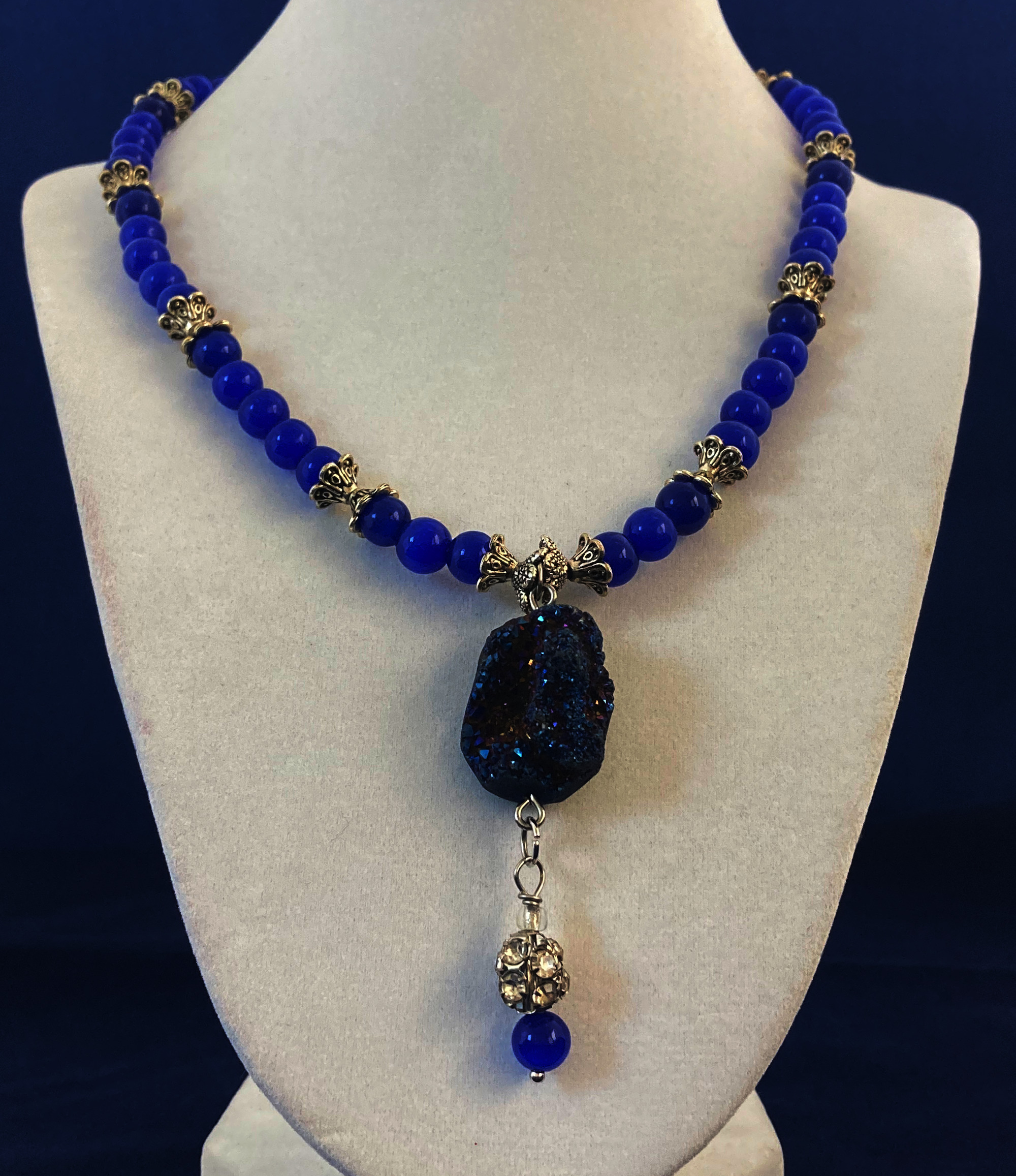 Deep Cobalt Blue Sea Glass Necklace ALLURE Collection – Booblinka Jewellery
